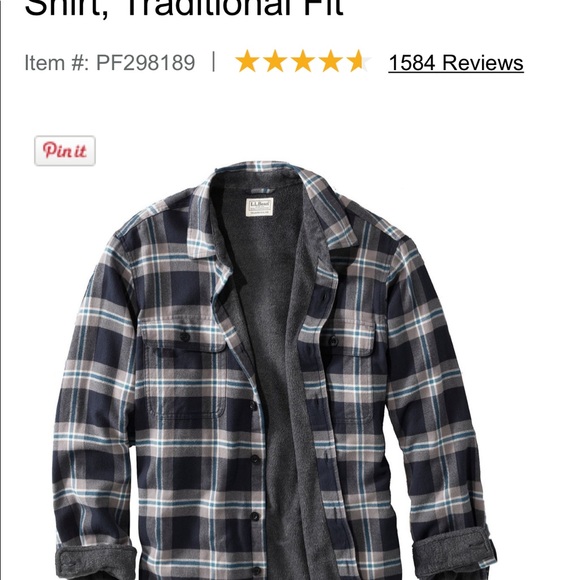 Men’s LL Bean fleece lined flannel - Picture 3 of 3